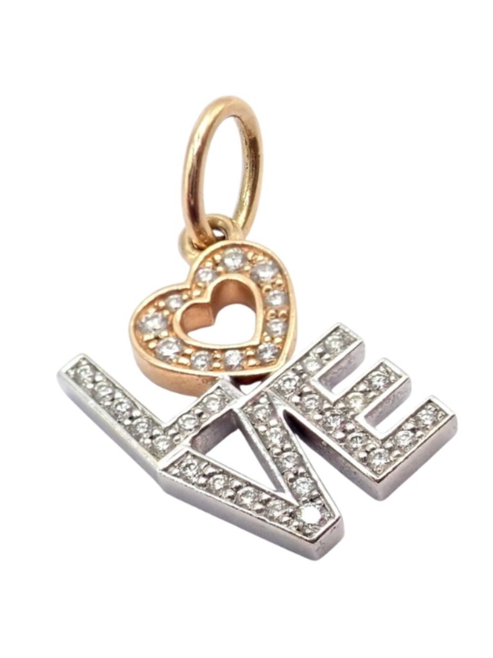 Tiffany & Co. 18k Yellow + White Gold LOVE Philadelphia Diamond Pendant Charm - Picture 7 of 9